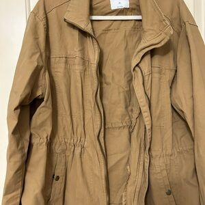Old Navy Tan Utility Jacket with Elastic Waist and Full-Length Sleeves